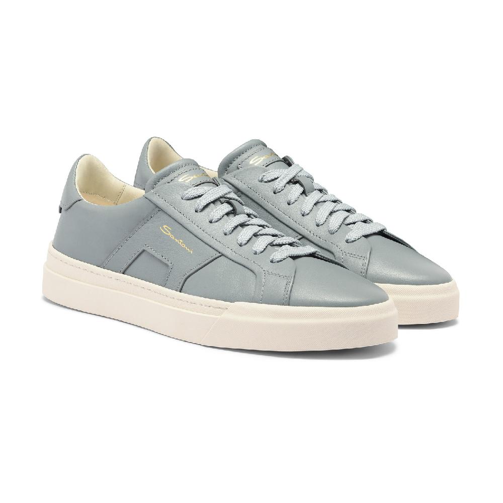 Santoni Double Buckle Sneaker da uomo in pelle azzurra Shopping Online