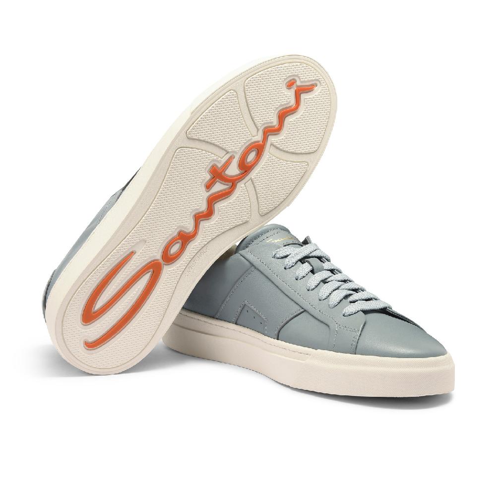 Santoni Double Buckle Sneaker da uomo in pelle azzurra Shopping Online