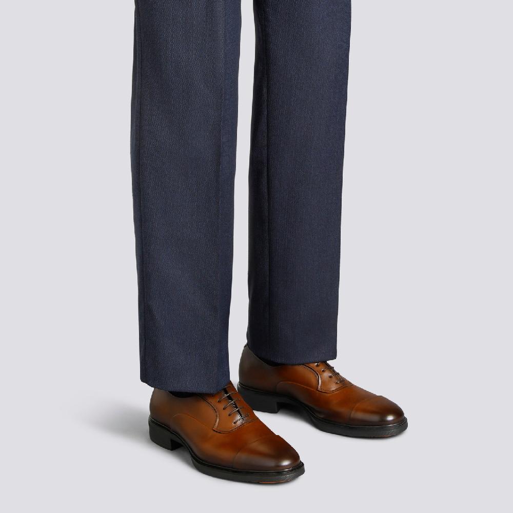 Santoni Stringata Easy da uomo in pelle testa di moro Sottocosto