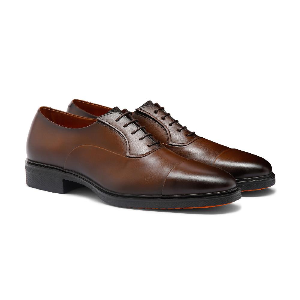 Santoni Stringata Easy da uomo in pelle testa di moro Sottocosto