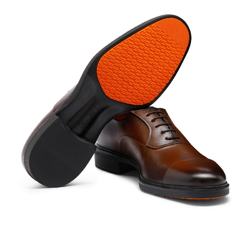 Santoni Stringata Easy da uomo in pelle testa di moro Sottocosto