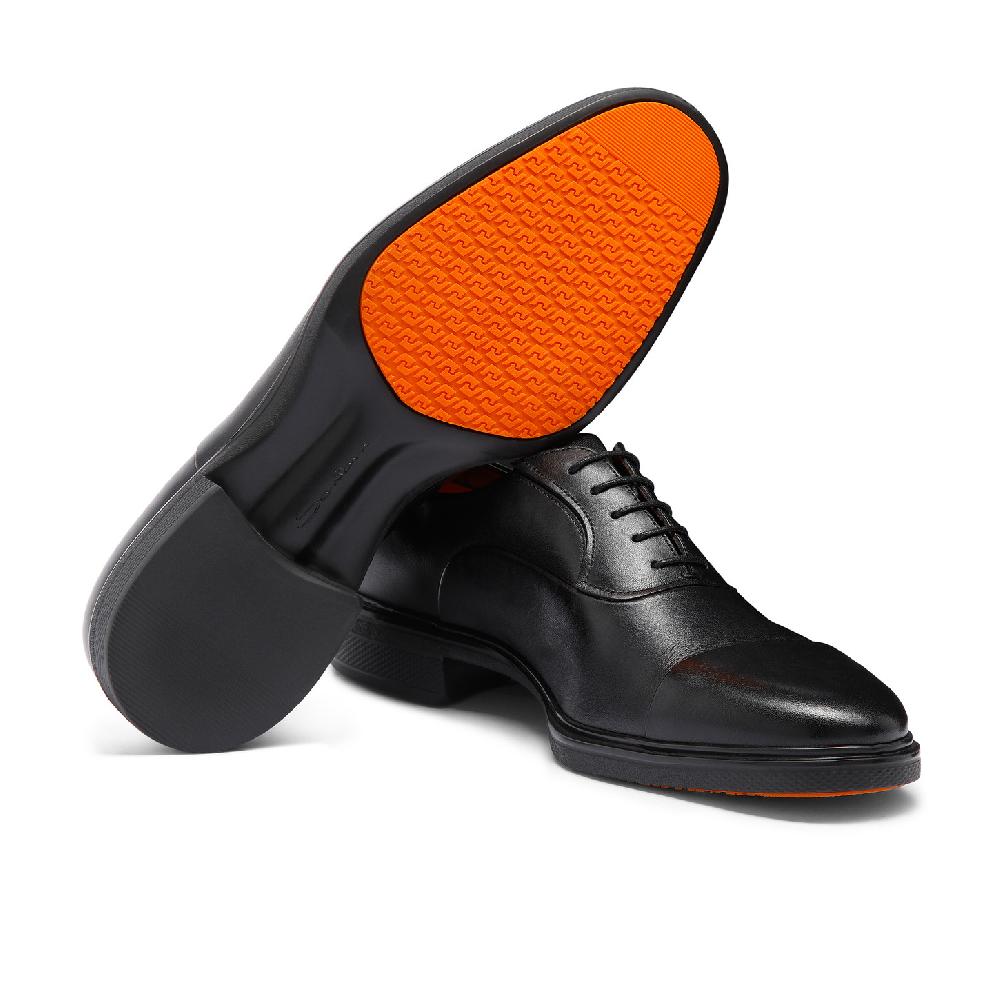 Santoni Stringata Easy da uomo in pelle nera Convenienza