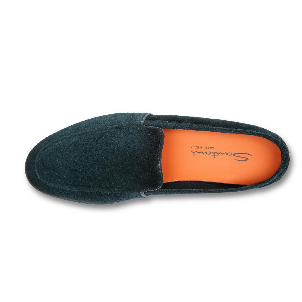 Santoni Mocassino da uomo in suede verde scuro Offerte stagionali
