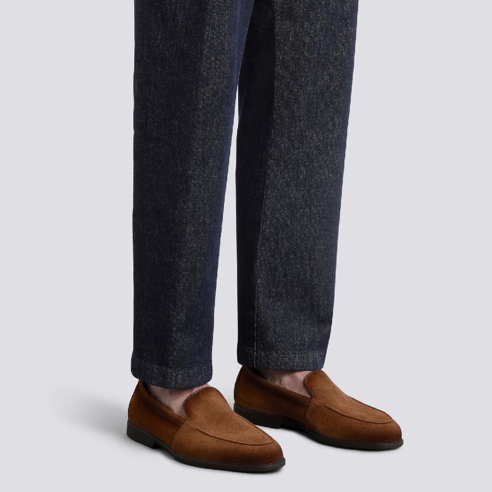 Santoni Mocassino da uomo in suede marrone chiaro Economico