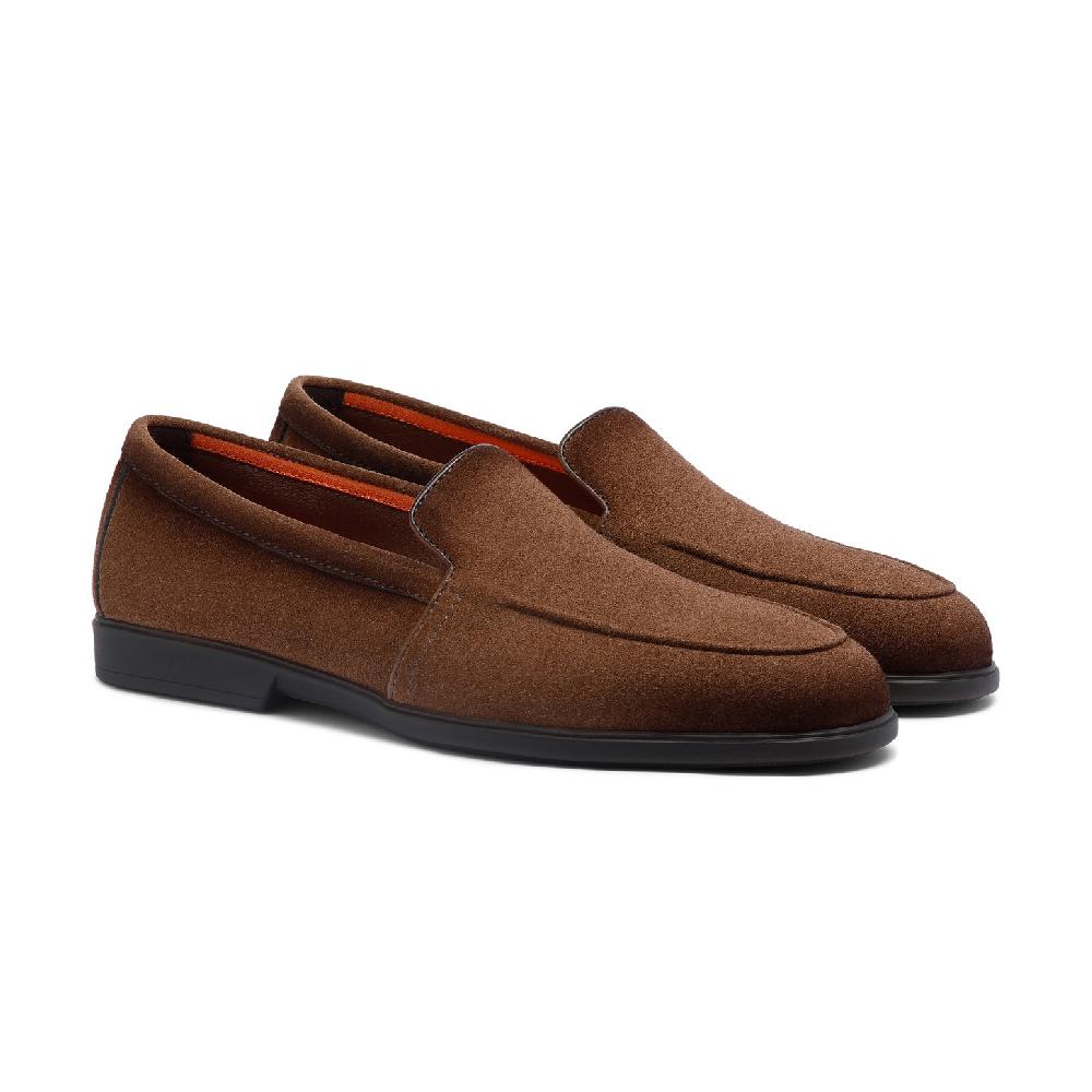 Santoni Mocassino da uomo in suede marrone chiaro Economico