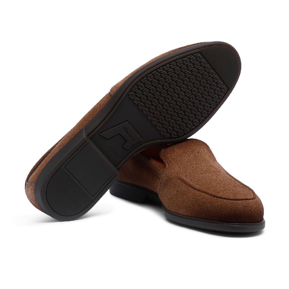 Santoni Mocassino da uomo in suede marrone chiaro Economico