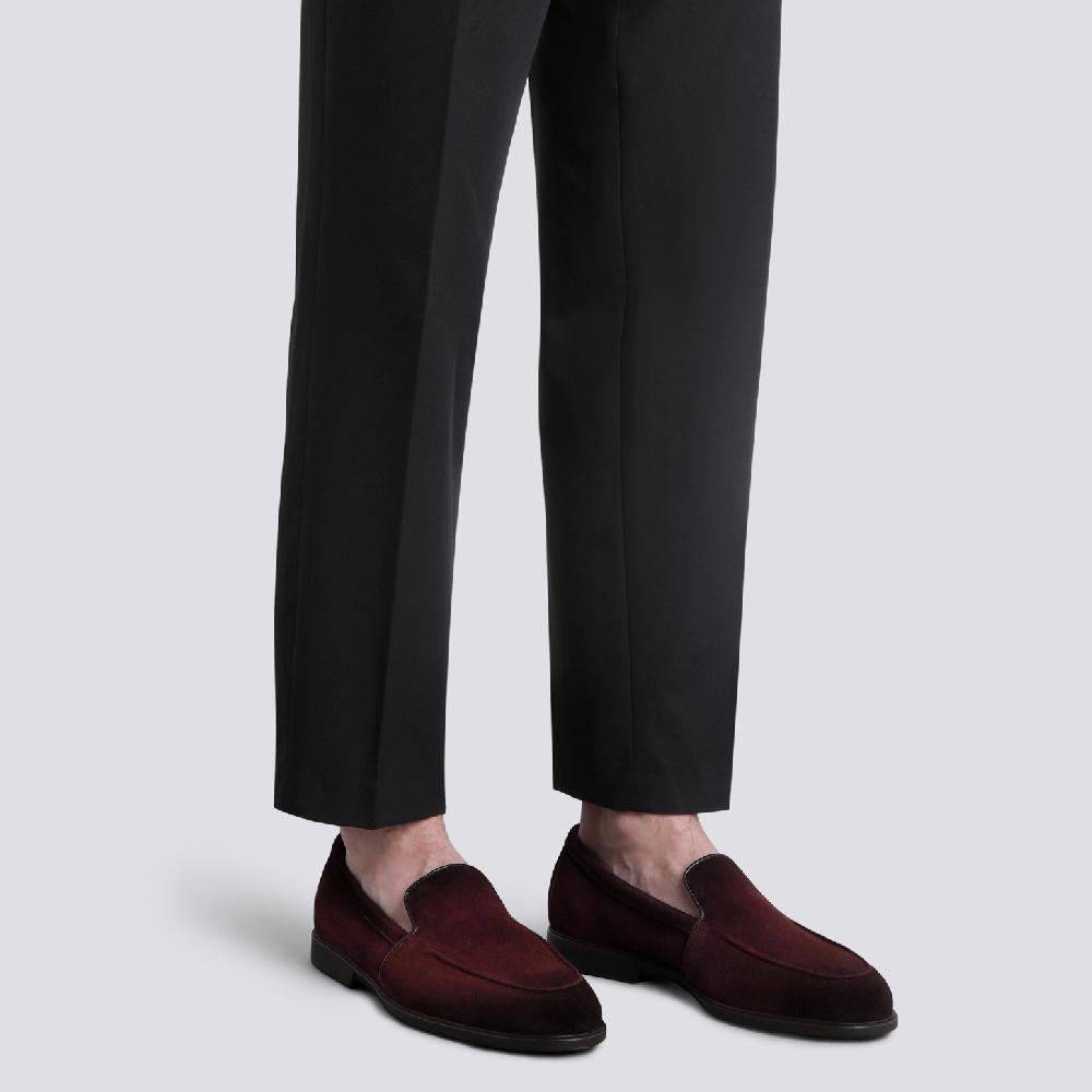 Santoni Mocassino da uomo in suede bordeaux Online