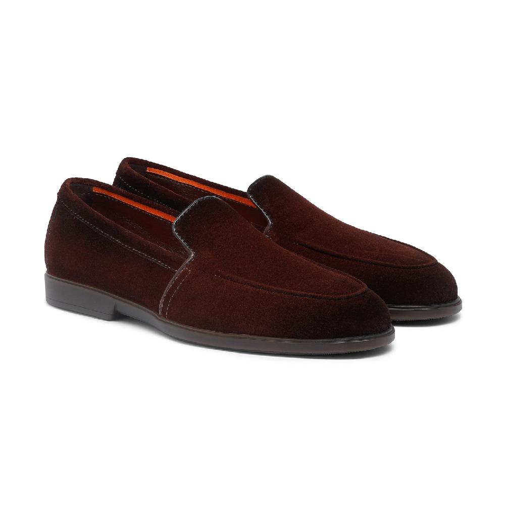 Santoni Mocassino da uomo in suede bordeaux Online