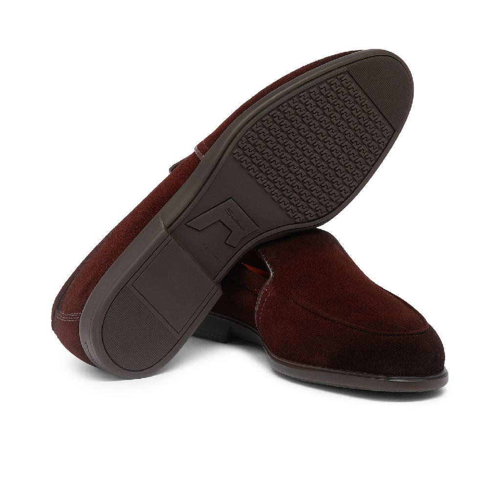 Santoni Mocassino da uomo in suede bordeaux Online