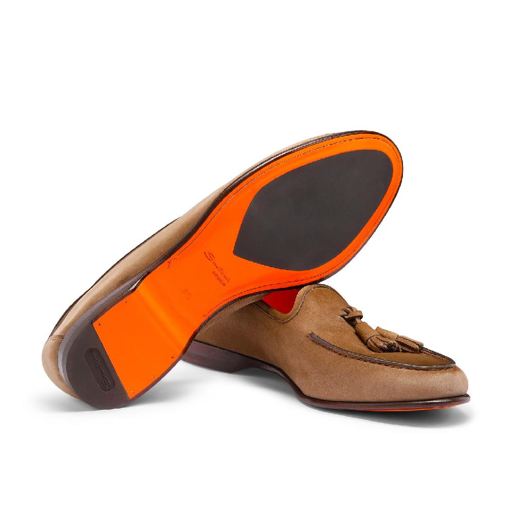 Santoni Mocassino Andrea con nappe da uomo in nabuk marrone Offerte