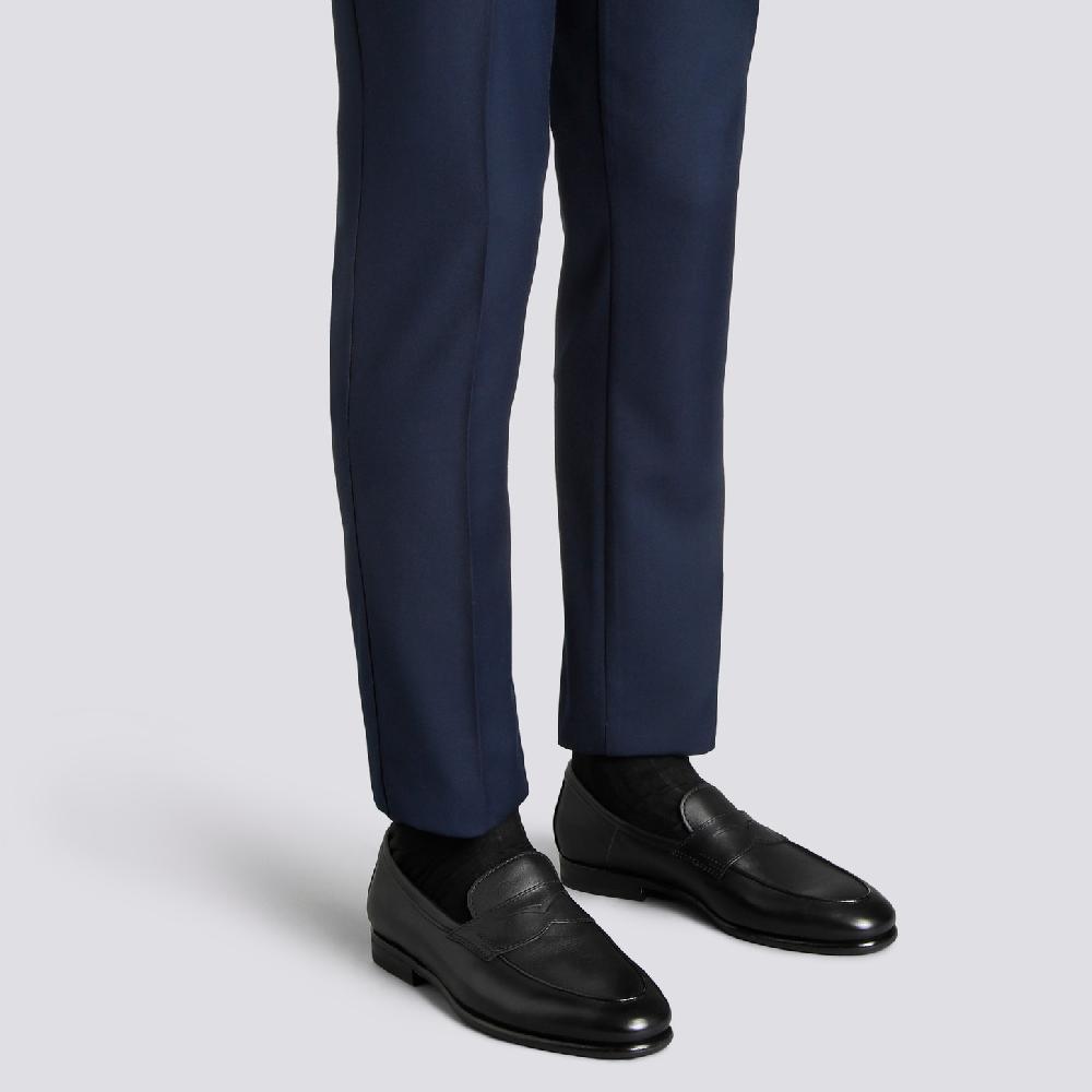 Santoni Mocassino Carlo da uomo in pelle nera Nuova