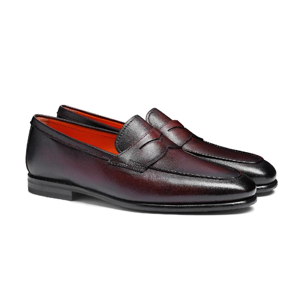 Santoni Mocassino Carlo da uomo in pelle bordeaux Moda
