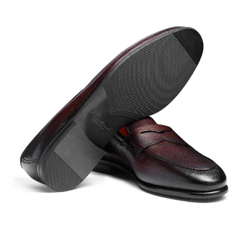 Santoni Mocassino Carlo da uomo in pelle bordeaux Moda