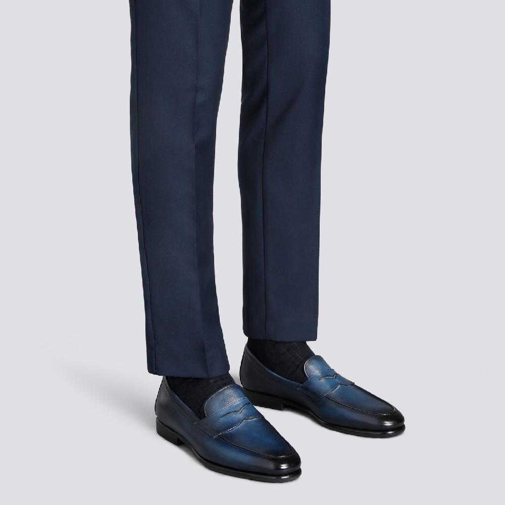 Santoni Mocassino Carlo da uomo in pelle blu 2025