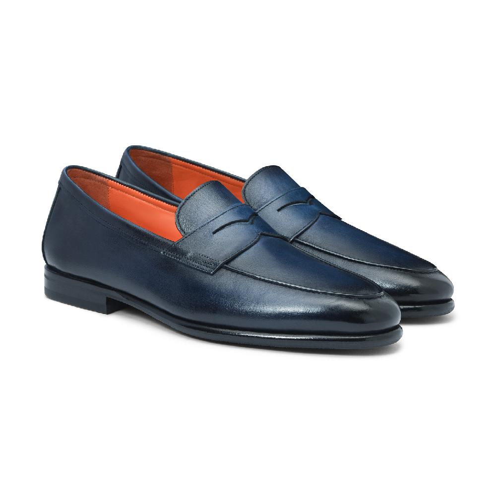 Santoni Mocassino Carlo da uomo in pelle blu 2025