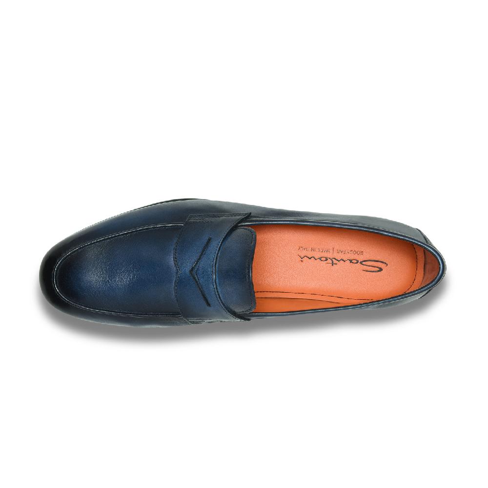 Santoni Mocassino Carlo da uomo in pelle blu 2025