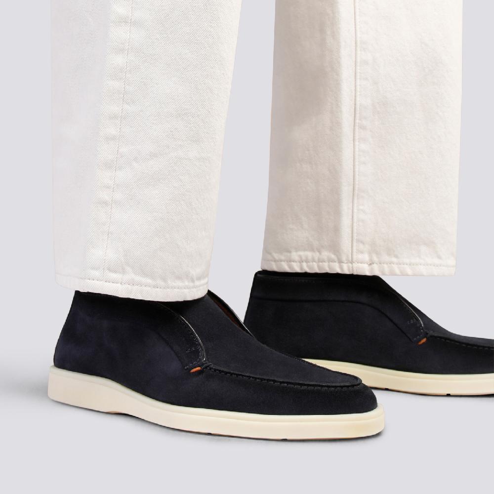 Santoni Stivaletto desert da uomo in suede blu Italy