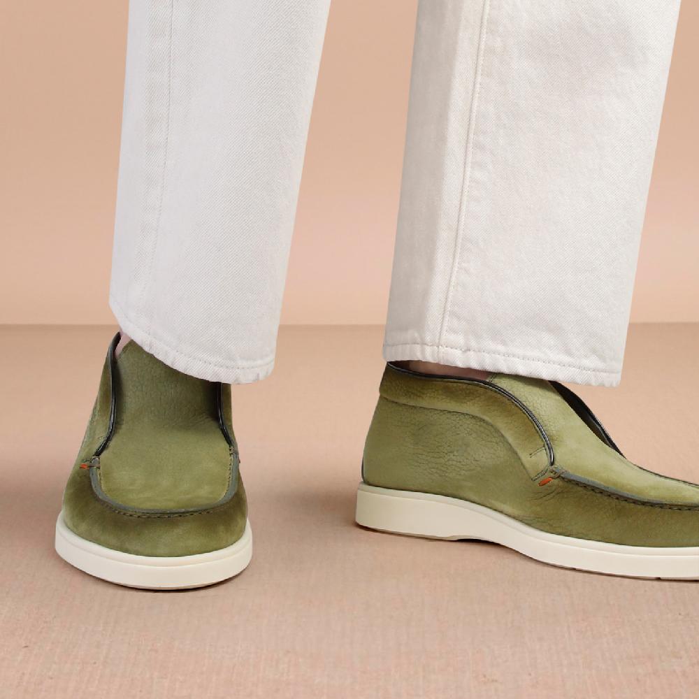 Santoni Stivaletto desert da uomo in nabuk verde Fino al 65% di sconto