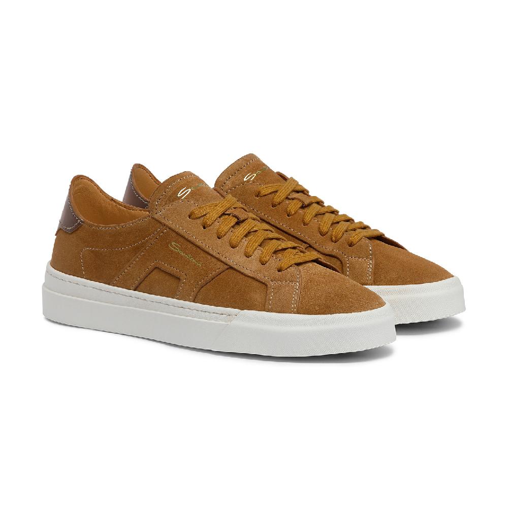 Santoni Double Buckle Sneaker da uomo in suede marrone Qualità