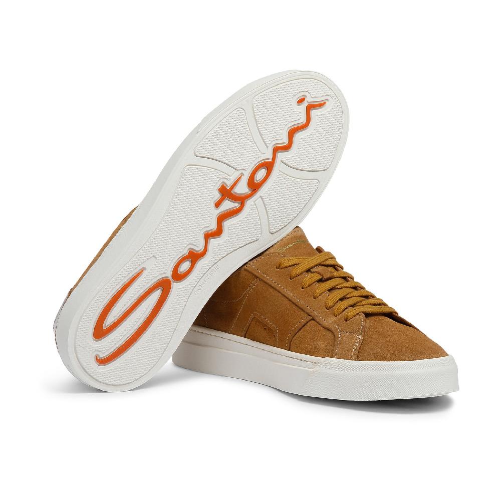 Santoni Double Buckle Sneaker da uomo in suede marrone Qualità