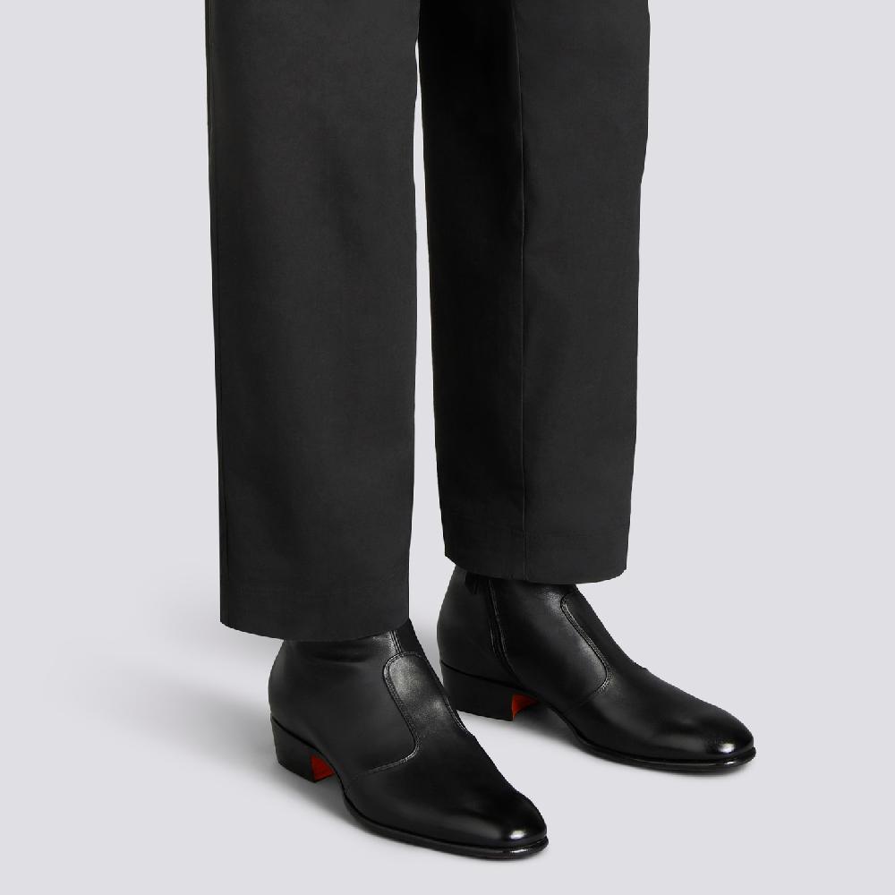 Santoni Stivaletto da uomo in pelle nera Soddisfazione Garantita