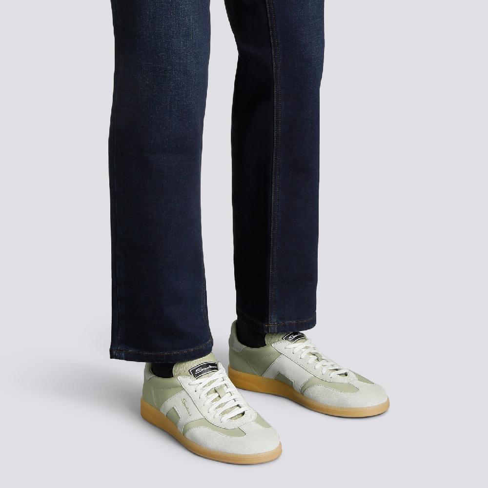 Santoni Sneaker DBS Oly da uomo in pelle e suede verde chiaro Officina