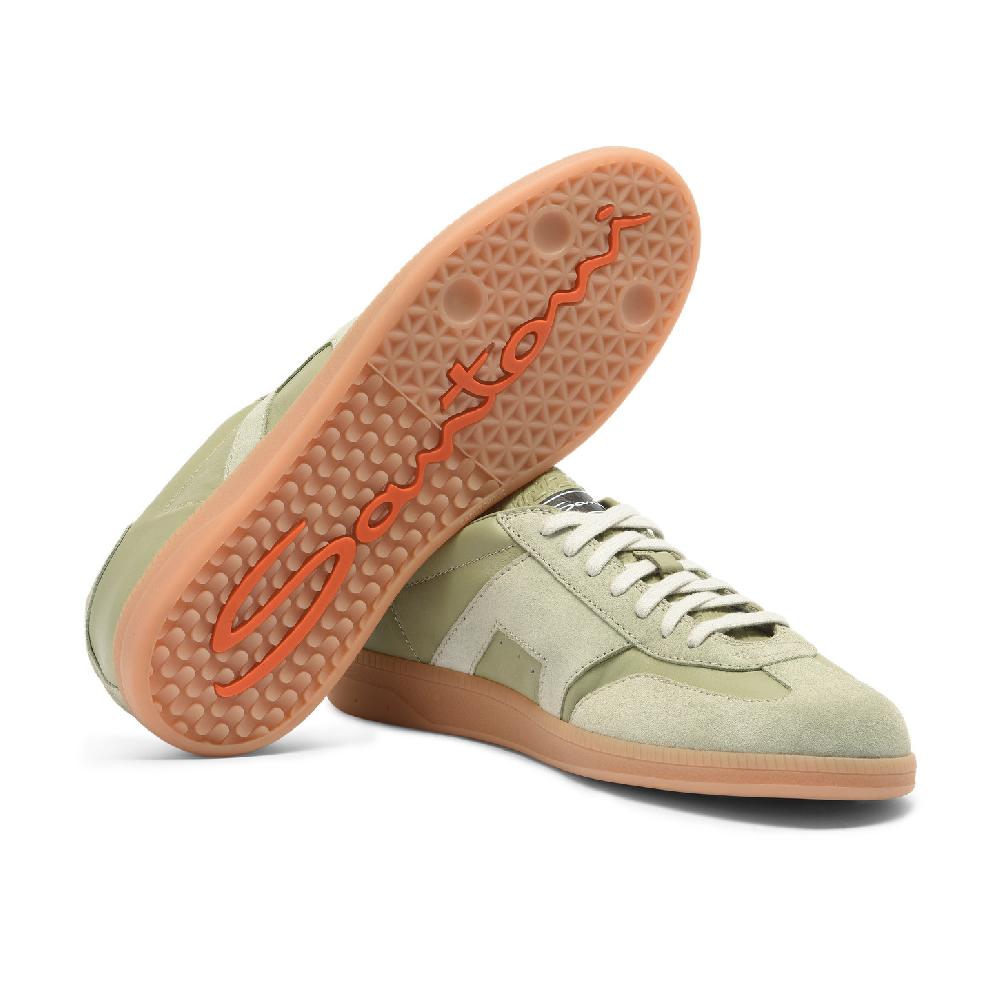 Santoni Sneaker DBS Oly da uomo in pelle e suede verde chiaro Officina
