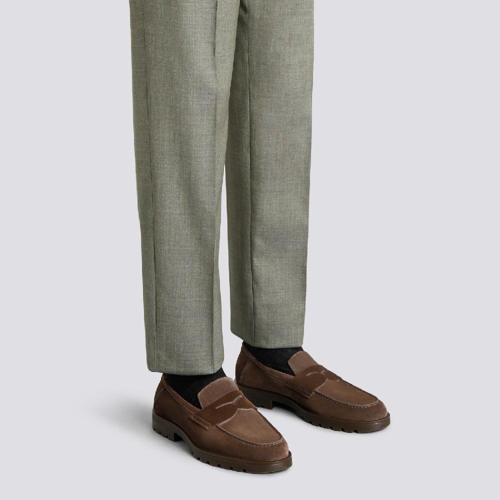 Santoni Mocassino penny da uomo in suede testa di moro Shopping Online