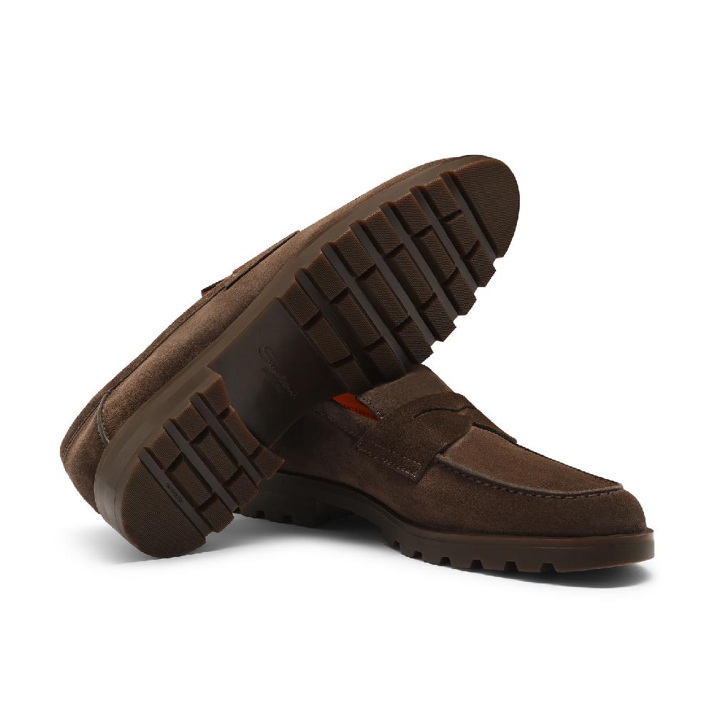 Santoni Mocassino penny da uomo in suede testa di moro Shopping Online