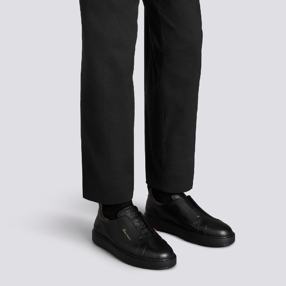 Santoni Sneaker slip-on da uomo in pelle bottalata nera Online