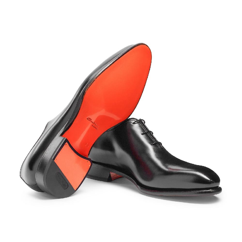 Santoni Stringata oxford da uomo in pelle anticata nera Saldi