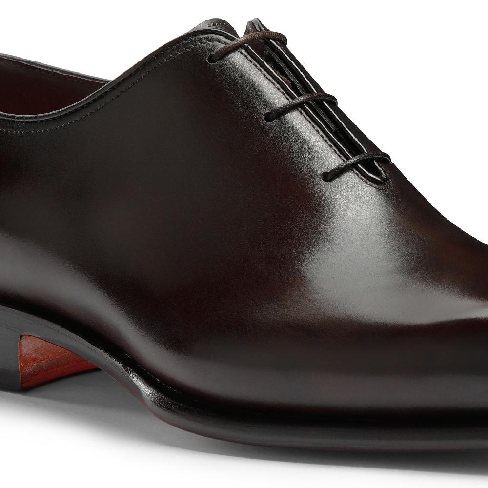 Santoni Stringata oxford da uomo in pelle anticata marrone Offerte