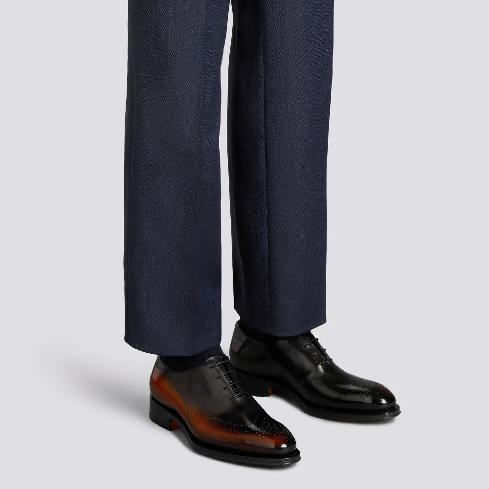 Santoni Stringata oxford brogue da uomo in pelle marrone Hotsell