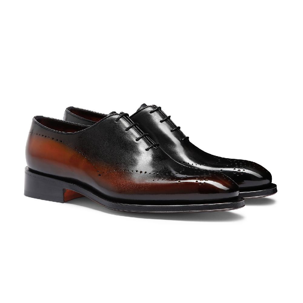 Santoni Stringata oxford brogue da uomo in pelle marrone Hotsell