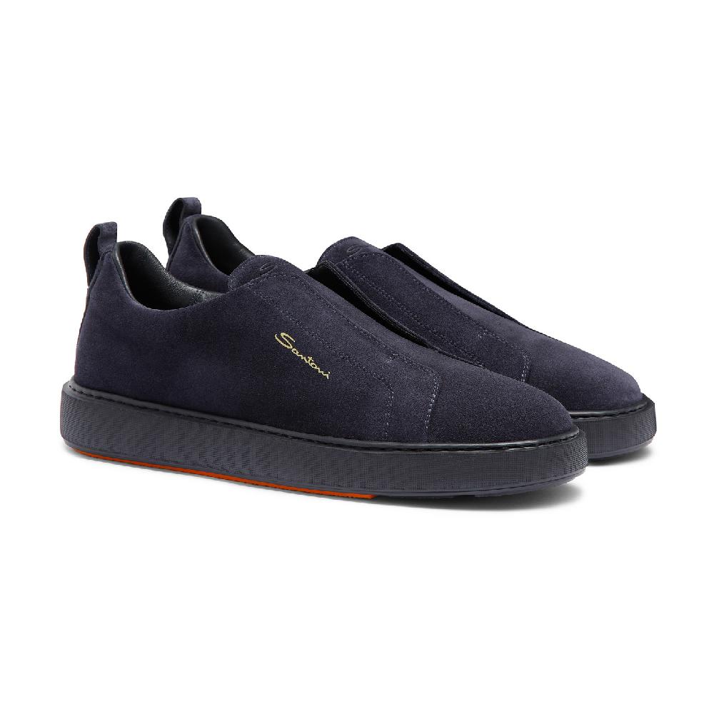 Santoni Sneaker slip-on da uomo in suede blu Vendita Economica