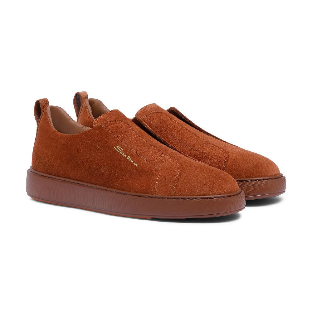 Santoni Sneaker slip-on da uomo in suede marrone Saldi Di Fabbrica