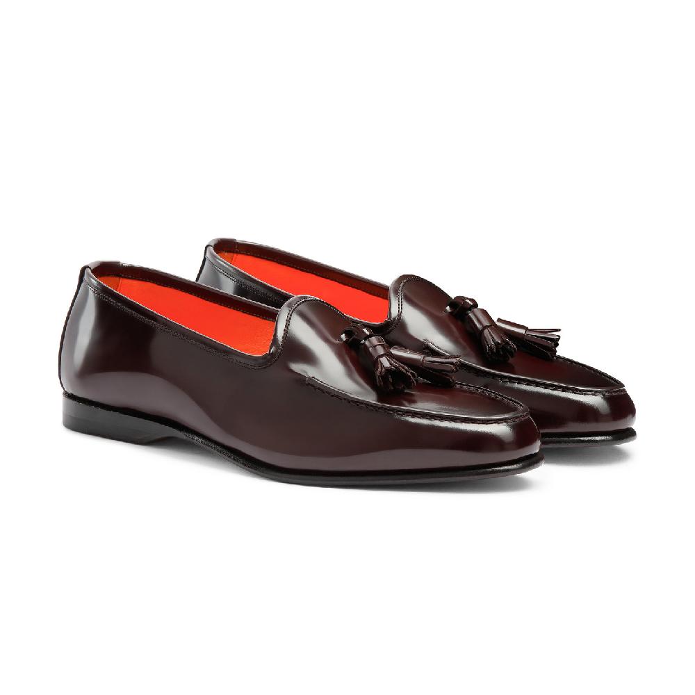 Santoni Mocassino Andrea con nappe da uomo in pelle lucida bordeaux Vendite Flash