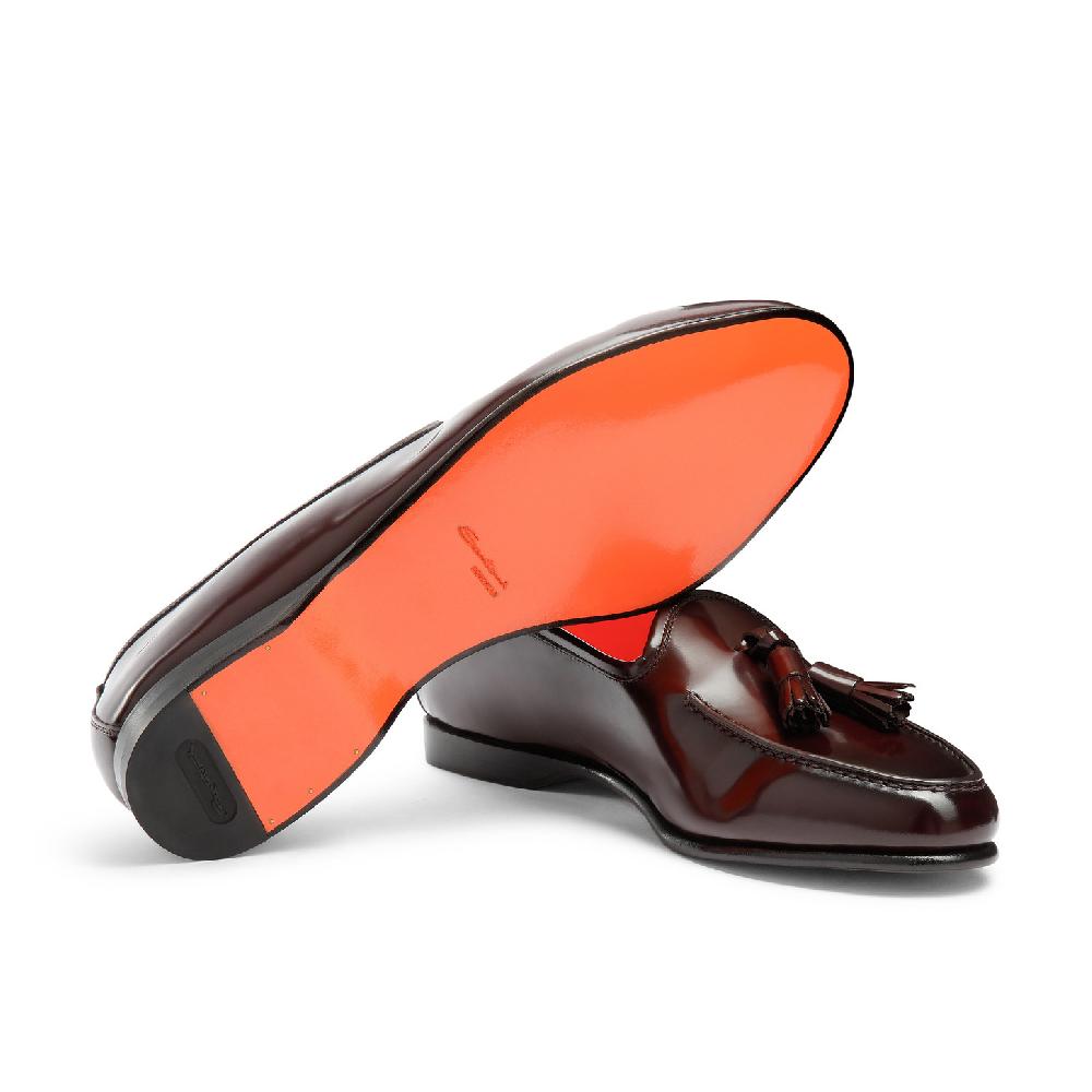 Santoni Mocassino Andrea con nappe da uomo in pelle lucida bordeaux Vendite Flash