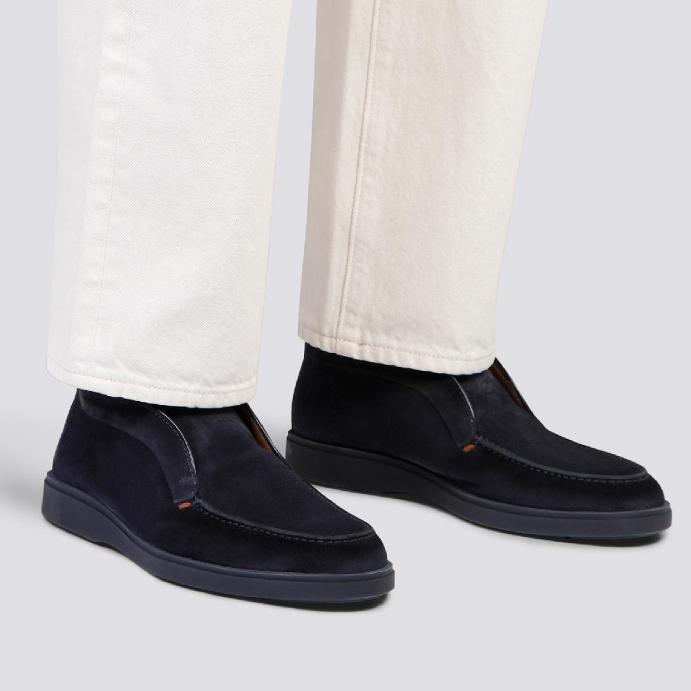 Santoni Stivaletto desert da uomo in suede blu Negozio