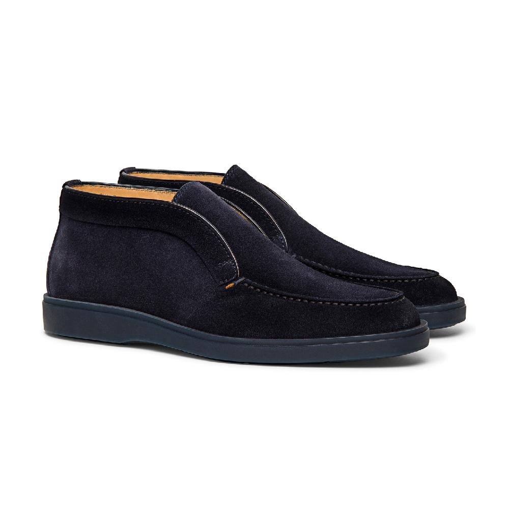 Santoni Stivaletto desert da uomo in suede blu Negozio