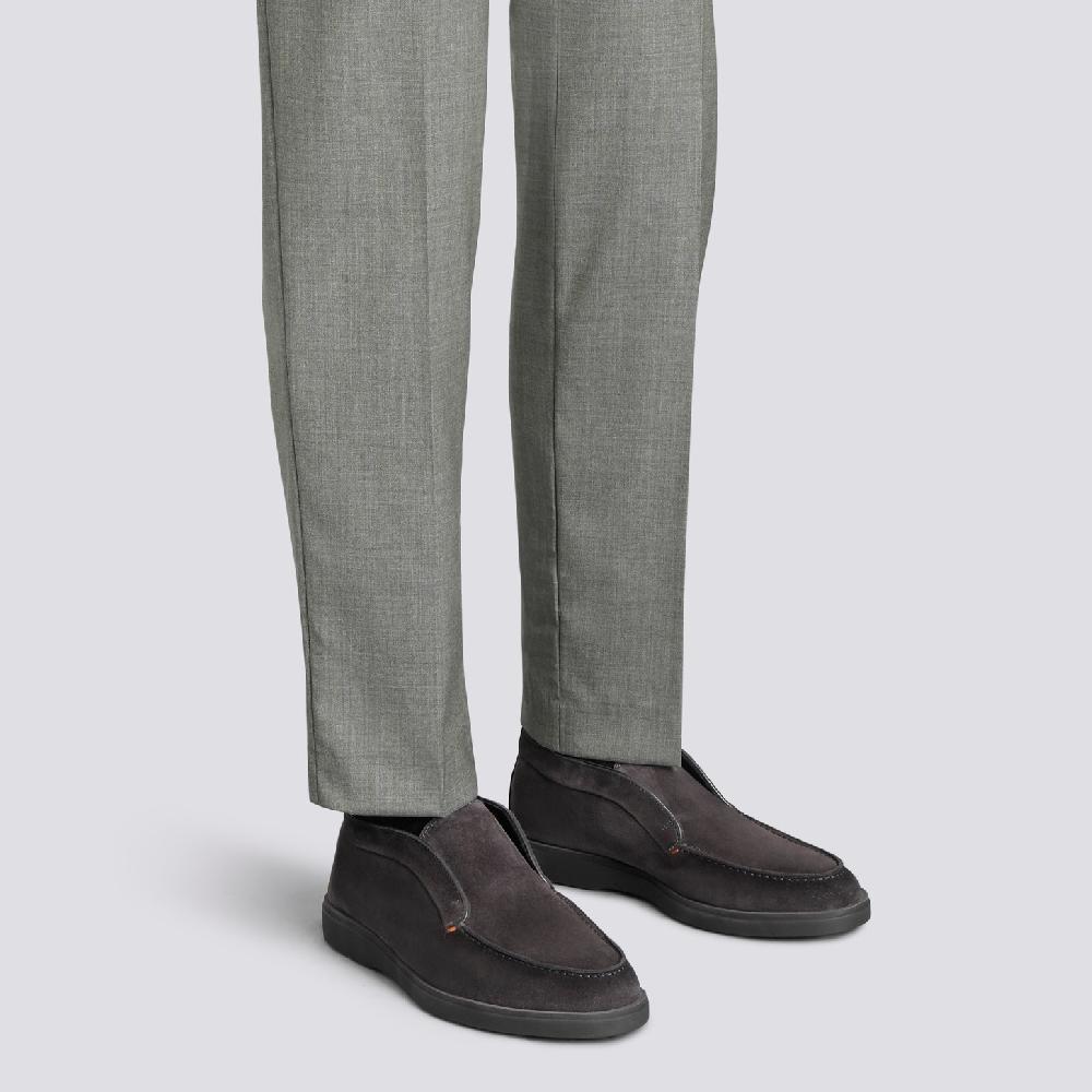 Santoni Stivaletto desert da uomo in suede grigio con pelliccia In Saldo