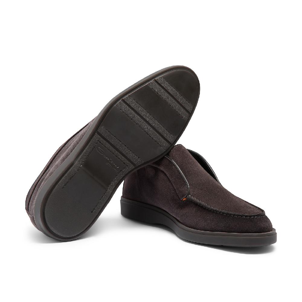 Santoni Stivaletto desert da uomo in suede grigio con pelliccia In Saldo