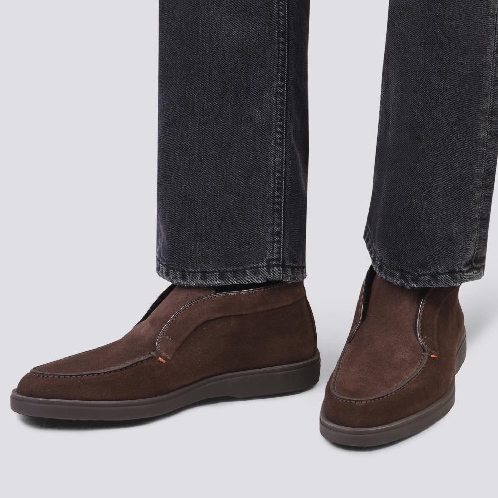 Santoni Stivaletto desert da uomo in suede marrone Nuova