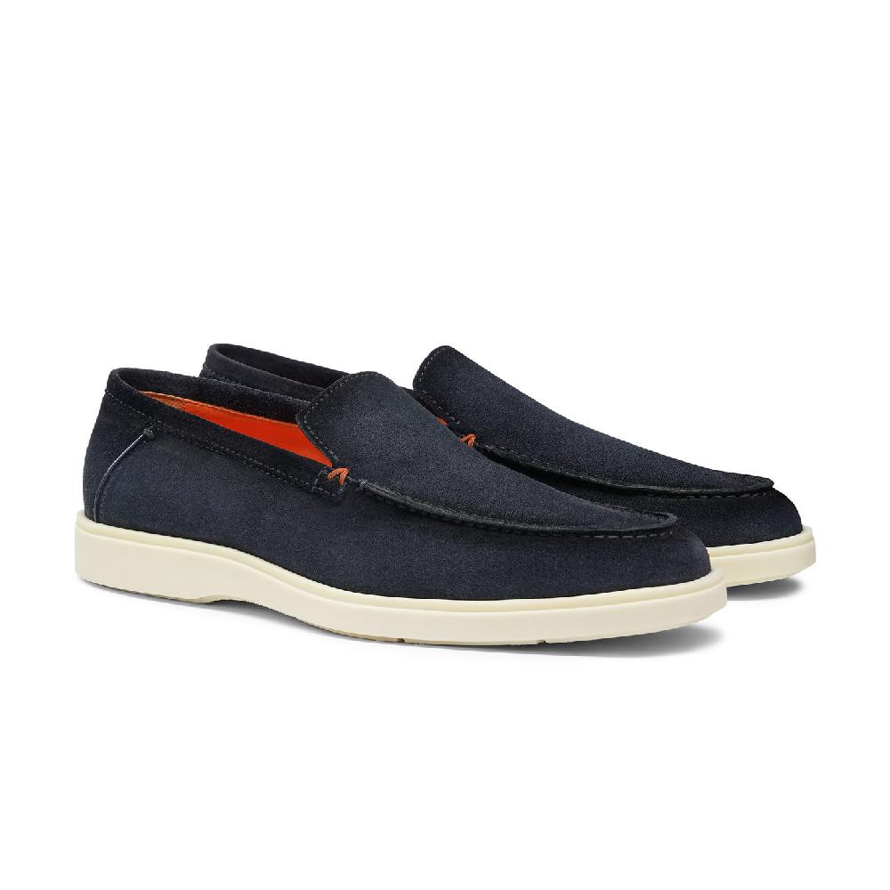 Santoni Mocassino da uomo in suede blu 2025