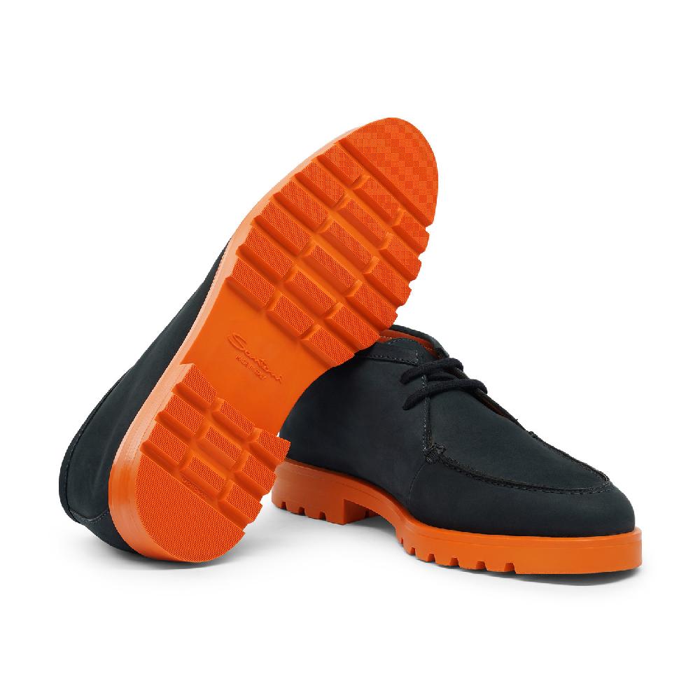 Santoni Stivaletto desert da uomo in nabuk blu e arancione Economico