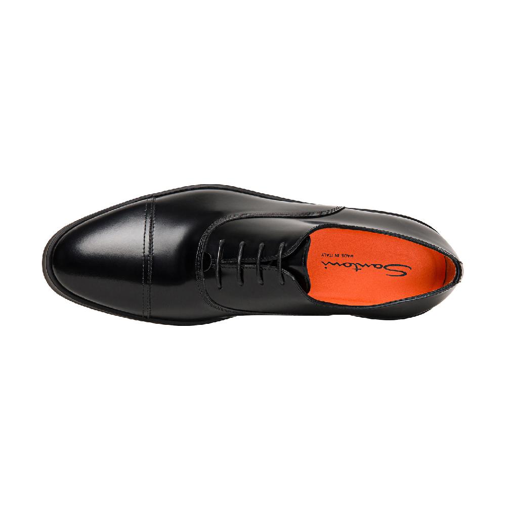 Santoni Stringata oxford da uomo in pelle lucida nera Vendita