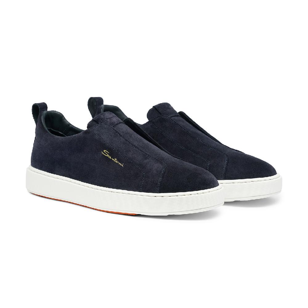Santoni Sneaker slip-on da uomo in suede blu Promozione
