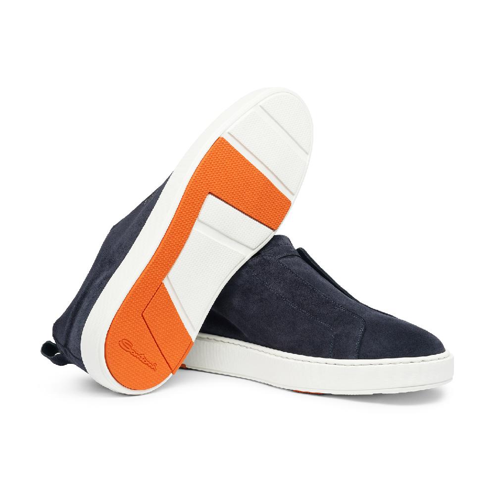Santoni Sneaker slip-on da uomo in suede blu Promozione