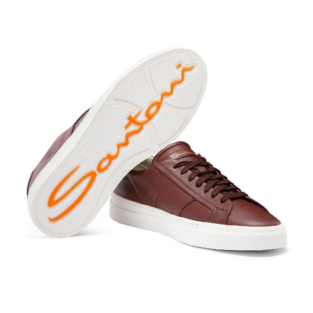 Santoni Double buckle sneaker da uomo in pelle bordeaux Hotsell