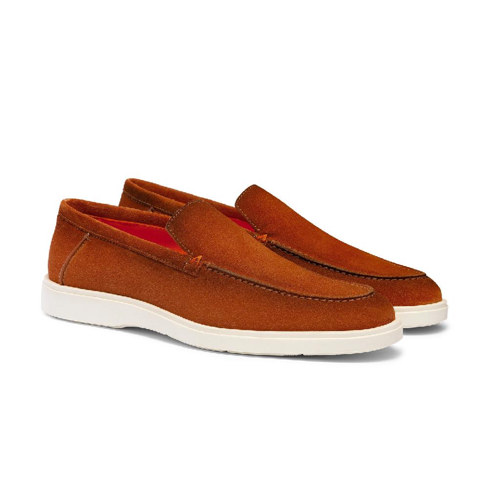Santoni Mocassino da uomo in suede marrone Qualità Garantita